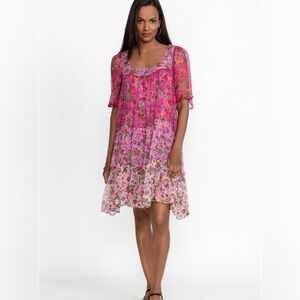 FOXGLOVE JOHNNY WAS SILK MINI DRESS no spaghetti strap polyester liner